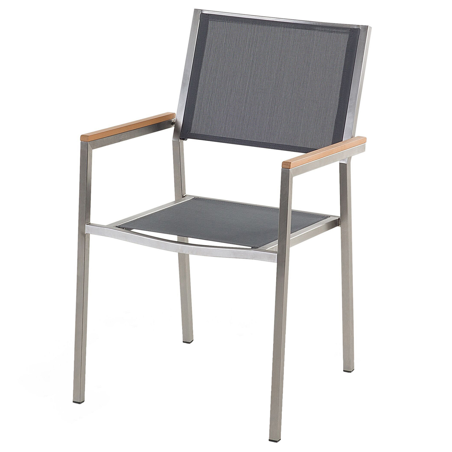 Gartenmöbel Set 6-Sitzer GROSSETO Sicherheitsglas Grau / Schwarz