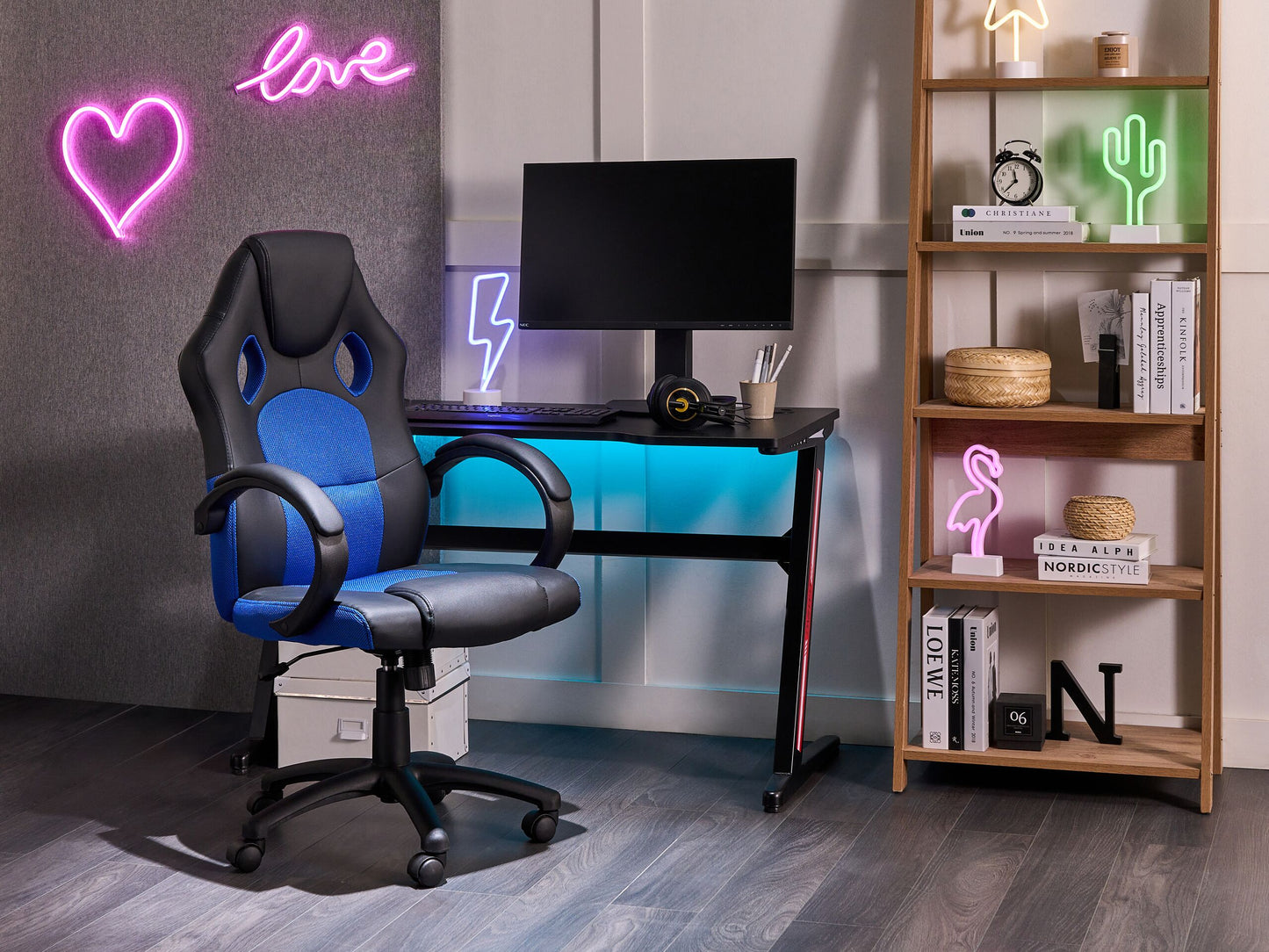 Bürostuhl drehbar FIGHTER Kunstleder Marineblau