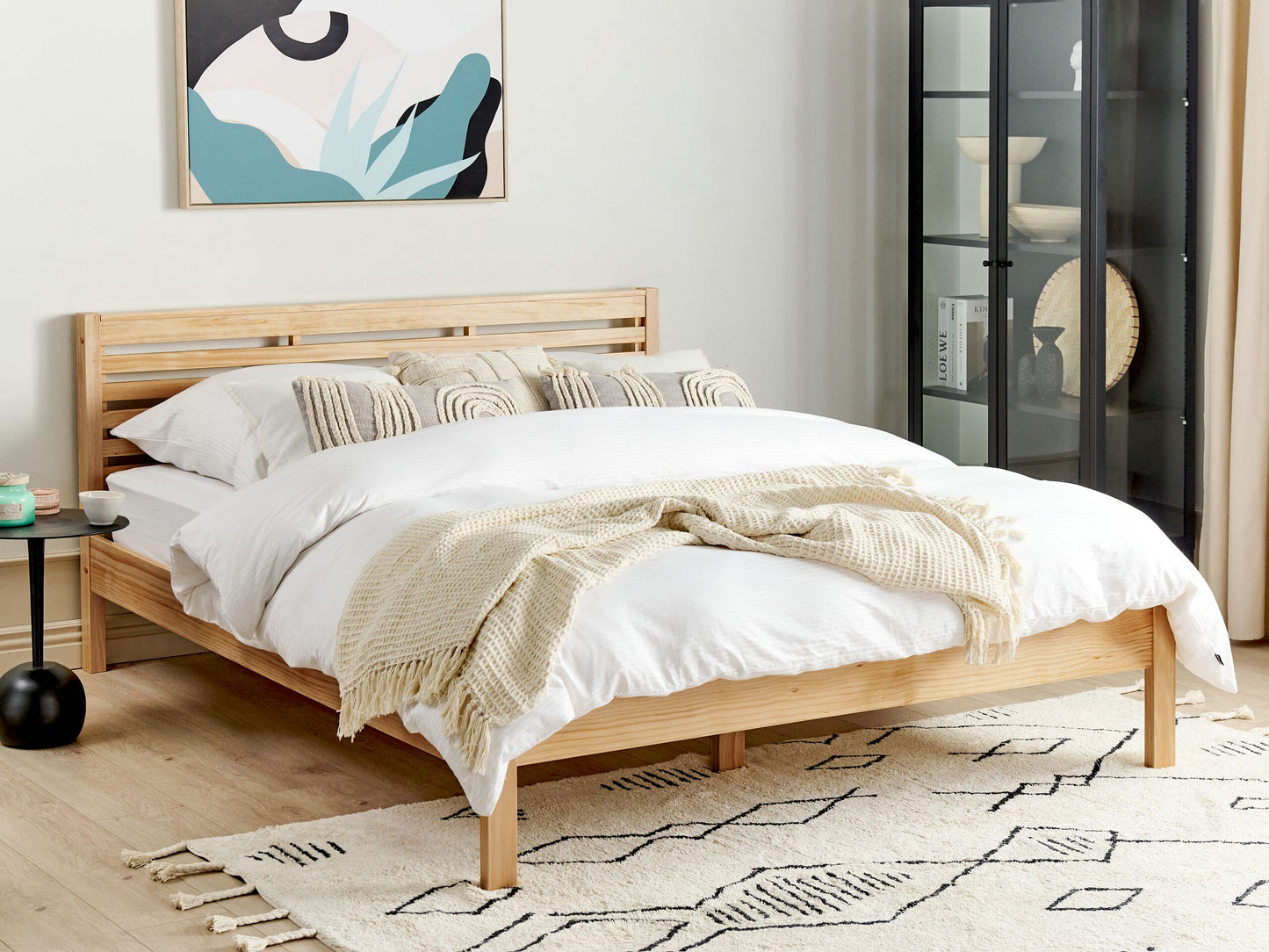 Bett mit Lattenrost Kiefernholz CARNAC 160 x 200 cm Hellbraun