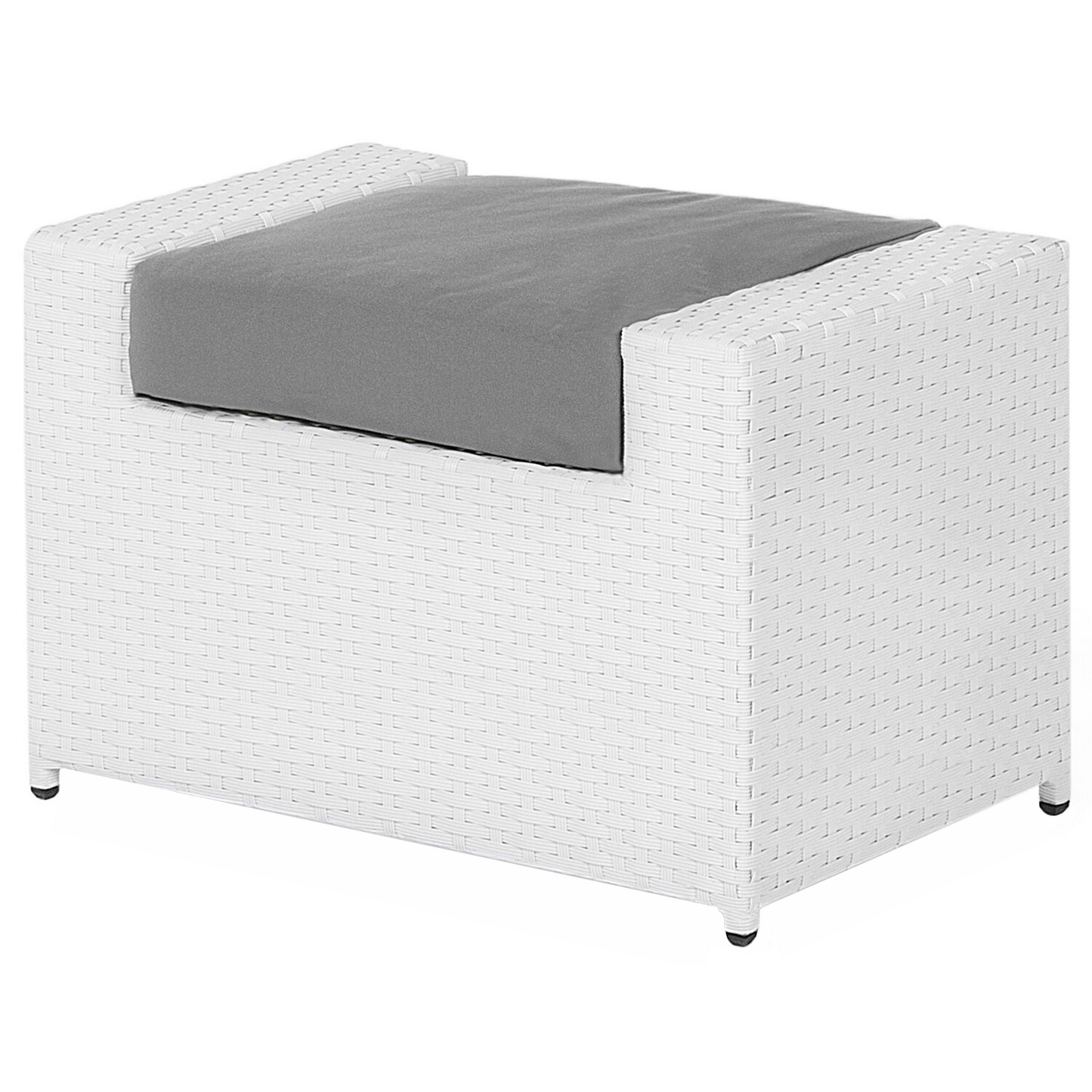 Lounge Set mit Tisch und Ottomane 6-Sitzer ROMA Polyrattan Weiss