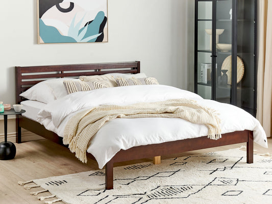 Bett mit Lattenrost Kiefernholz CARNAC 160 x 200 cm Dunkelbraun
