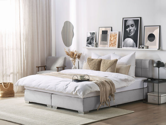 Boxspringbett Stoff ADMIRAL 180 x 200 cm Hellgrau