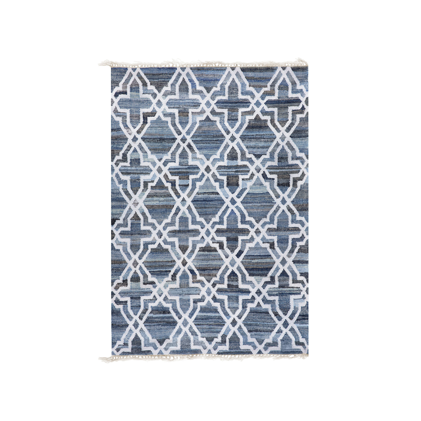 Teppich Baumwolle blau 140 x 200 cm marokkanisches Muster Kurzflor ADIYAMAN