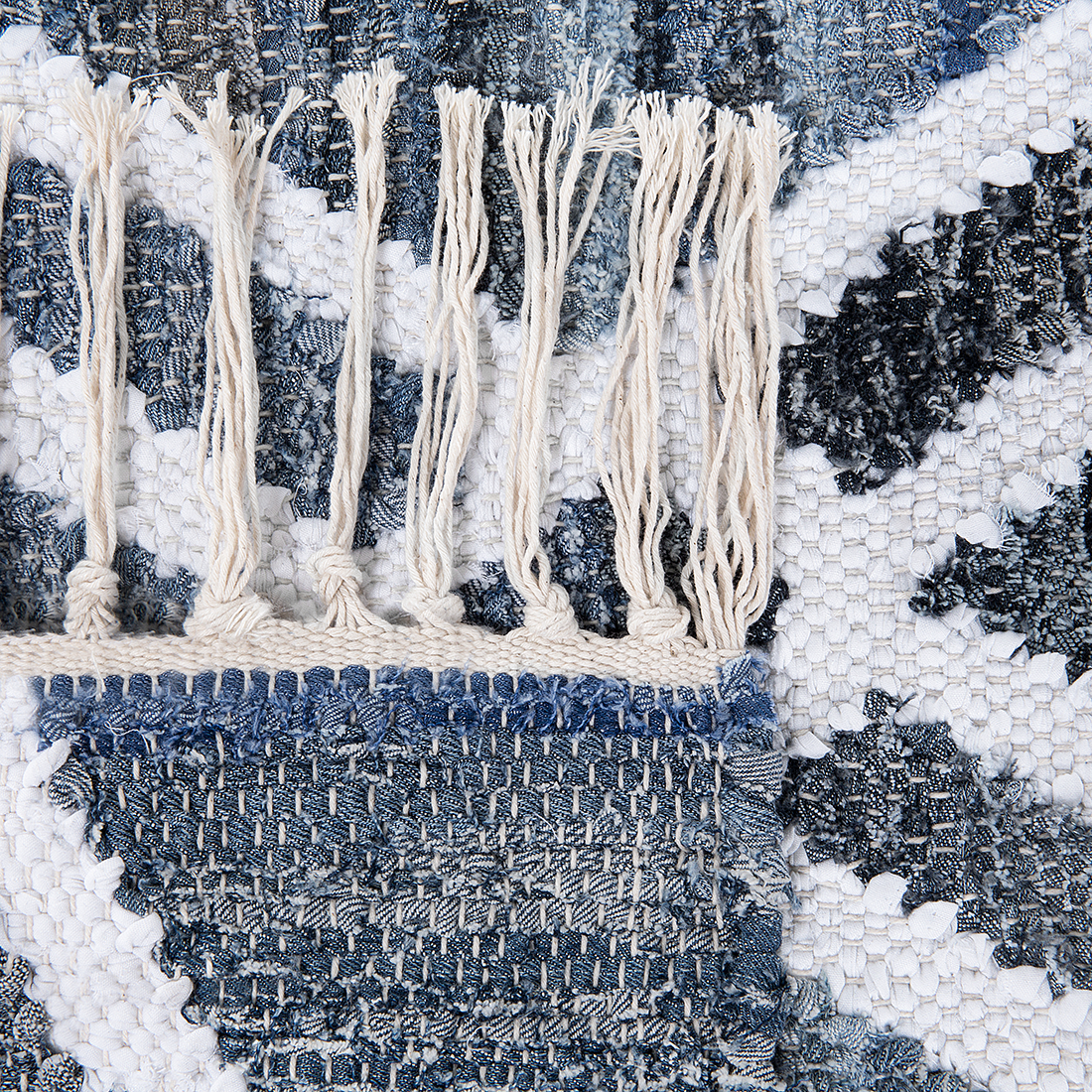 Teppich Baumwolle blau 140 x 200 cm marokkanisches Muster Kurzflor ADIYAMAN