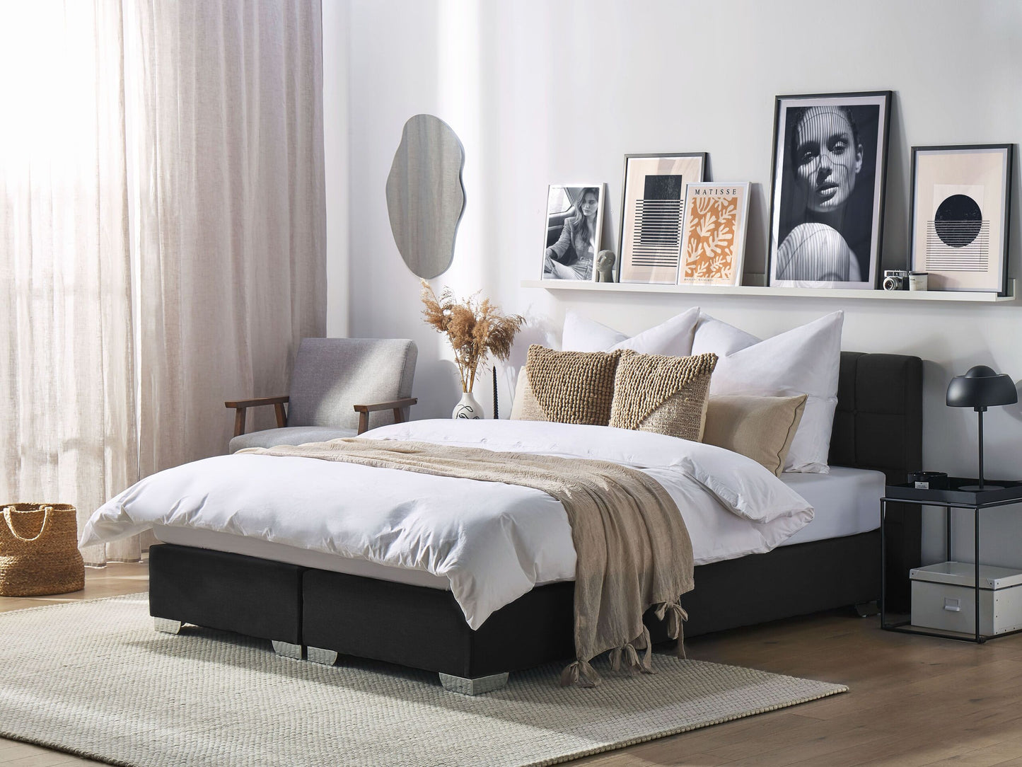 Boxspringbett Stoff ADMIRAL 180 x 200 cm Schwarz