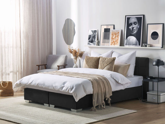 Boxspringbett Stoff ADMIRAL 180 x 200 cm Schwarz