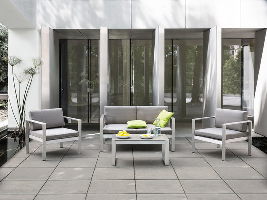 Garten Couchtisch Aluminium hellgrau 90 x 50 cm SALERNO