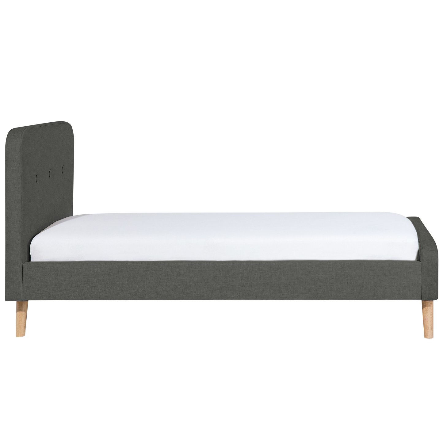 Bett mit Lattenrost Stoff RENNES 90 x 200 cm Dunkelgrau