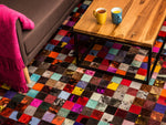 Teppich Kuhfell bunt 160 x 230 cm Patchwork Kurzflor ENNE