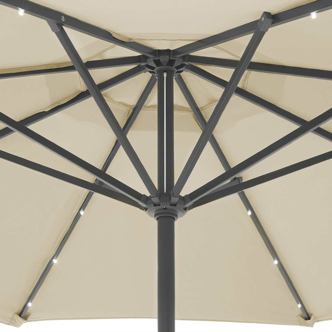 Sonnenschirm LED-Beleuchtung ⌀ 266 cm grau-beige RAPALLO