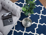 Teppich Wolle blau 80 x 150 cm marokkanisches Muster Kurzflor SILVAN