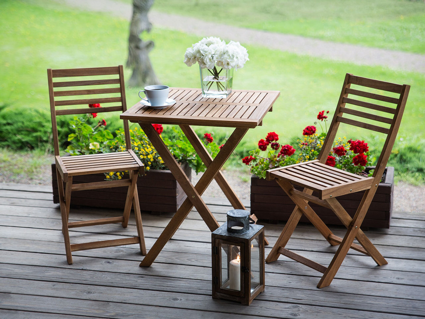 Bistro Set klappbar FIJI Holz Hellbraun