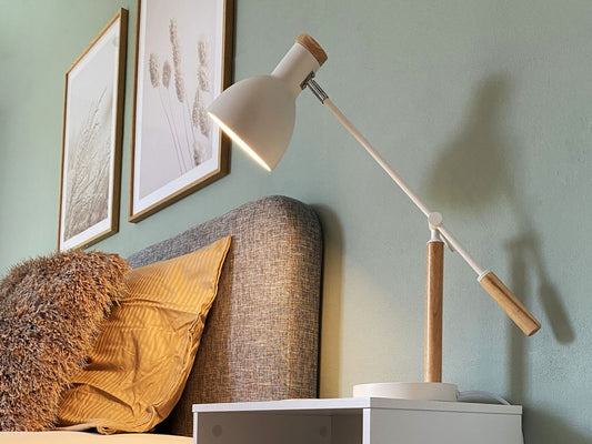 Schreibtischlampe PECKOS verstellbar Metall Weiss