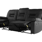 3-Sitzer Sofa Kunstleder schwarz verstellbar BERGEN