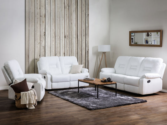 Sofa Set Kunstleder weiss 6-Sitzer verstellbar BERGEN