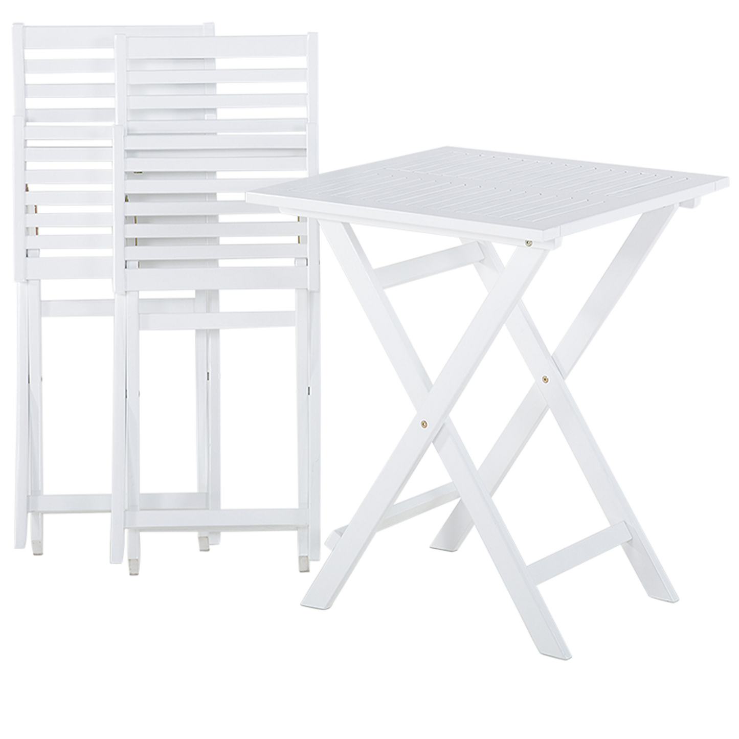 Bistro Set inkl. Kissen klappbar FIJI Holz Weiss