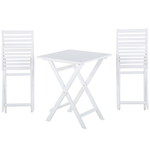 Bistro Set inkl. Kissen klappbar FIJI Holz Weiss
