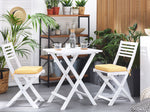 Bistro Set inkl. Kissen klappbar FIJI Holz Weiss