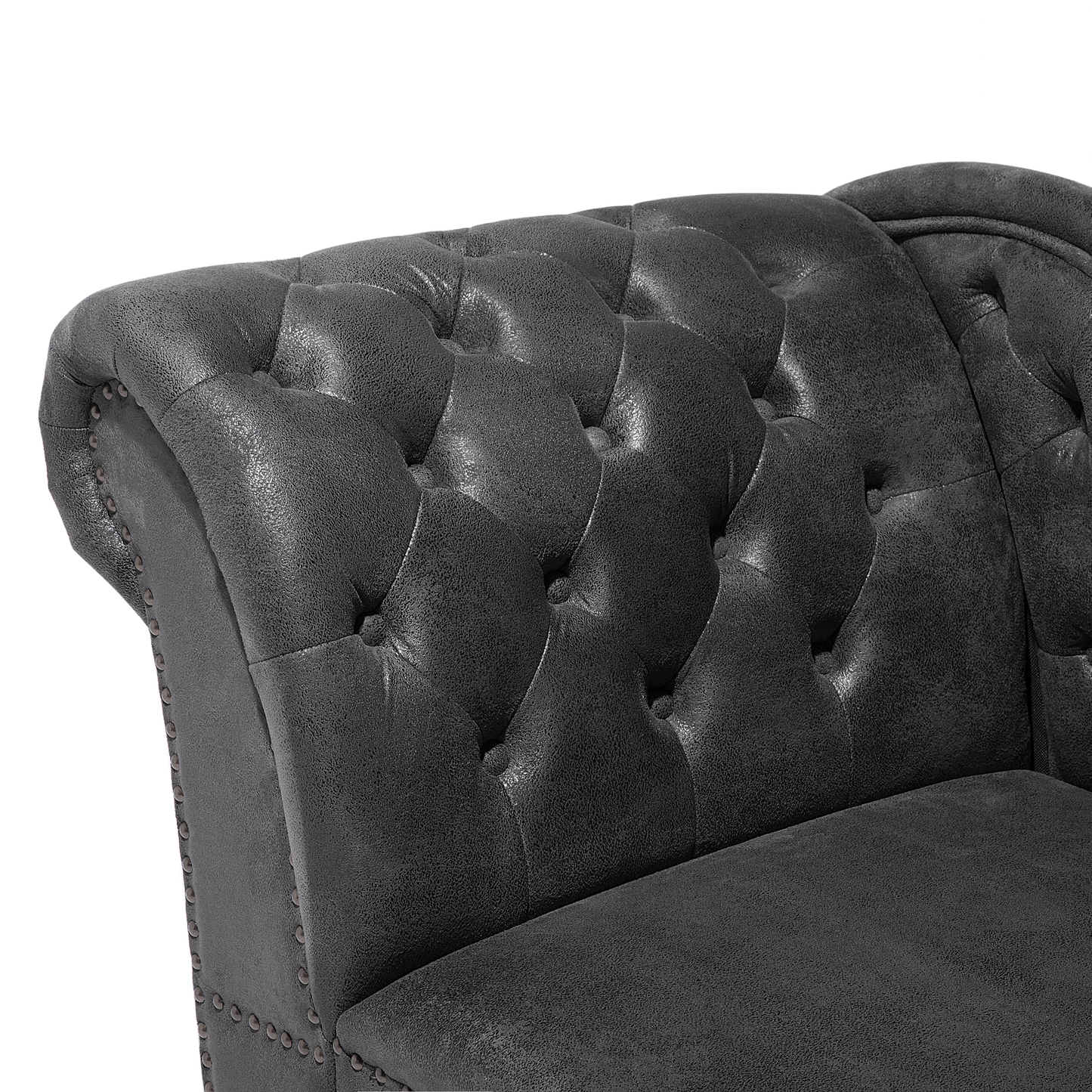 Chaiselongue Kunstwildleder dunkelgrau linksseitig NIMES