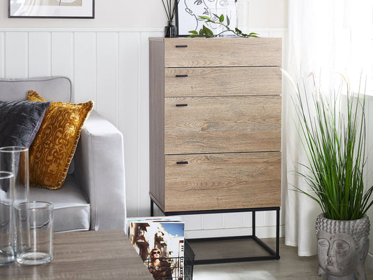 Kommode mit 4 Schubladen ACRA 106 cm Hellbraun