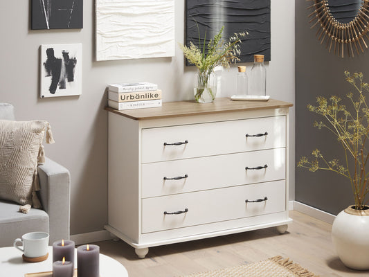 Kommode mit 3 Schubladen EVERETT 79 cm Weiss