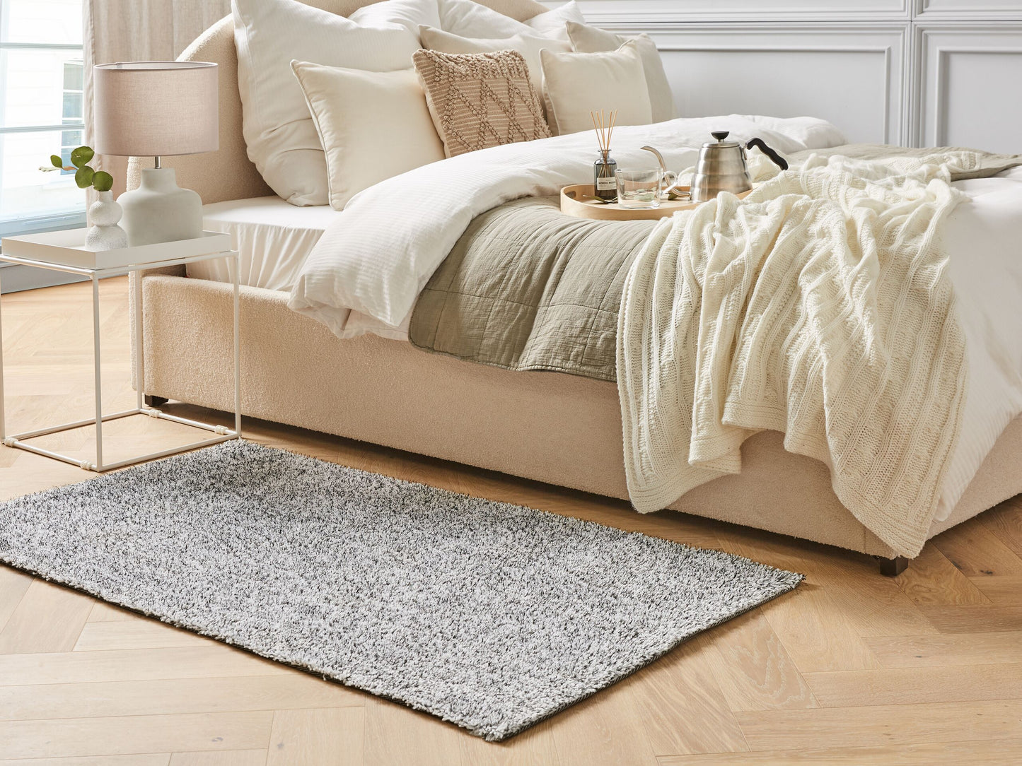 Teppich grau meliert 80 x 150 cm Shaggy DEMRE