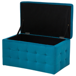 Aufbewahrungshocker MICHIGAN Samtstoff 72 cm 42 cm Seeblau