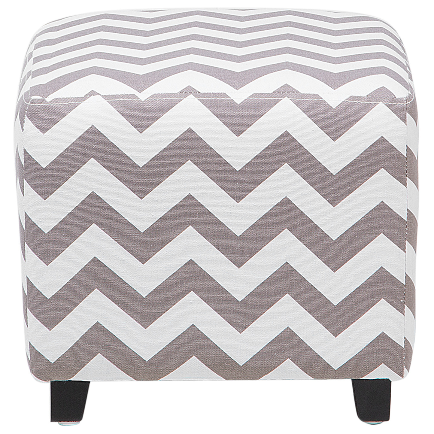 Pouf hellgrau-weiss 37 x 37 x 32 cm Zickzack-Muster KANSAS II