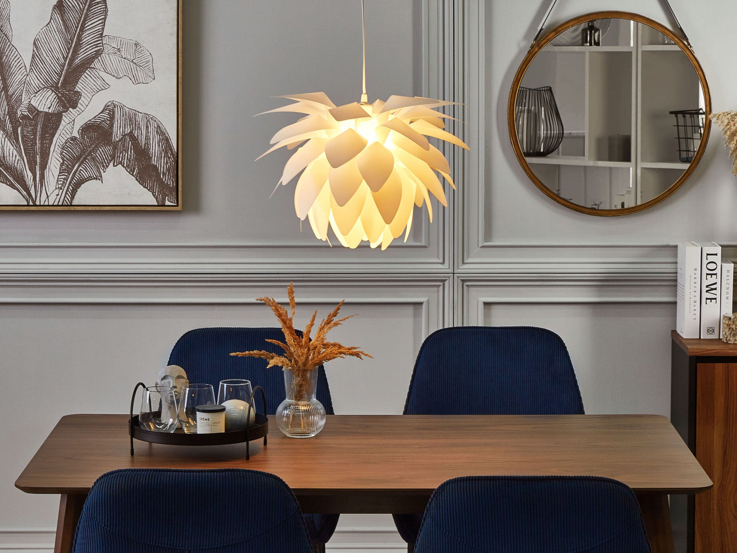 Hängelampe weiss 50 cm Blumenform MUSONE