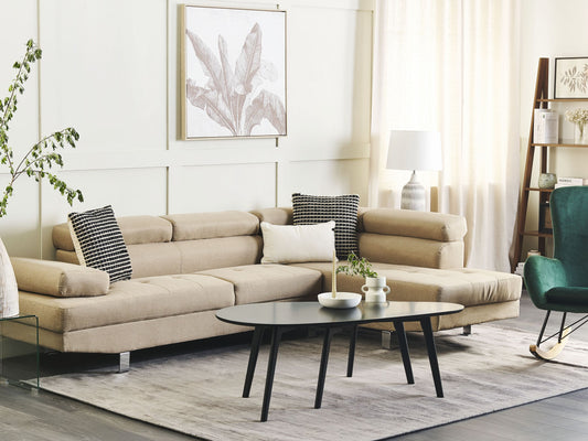 5-Sitzer Ecksofa hellbeige linksseitig NORREA