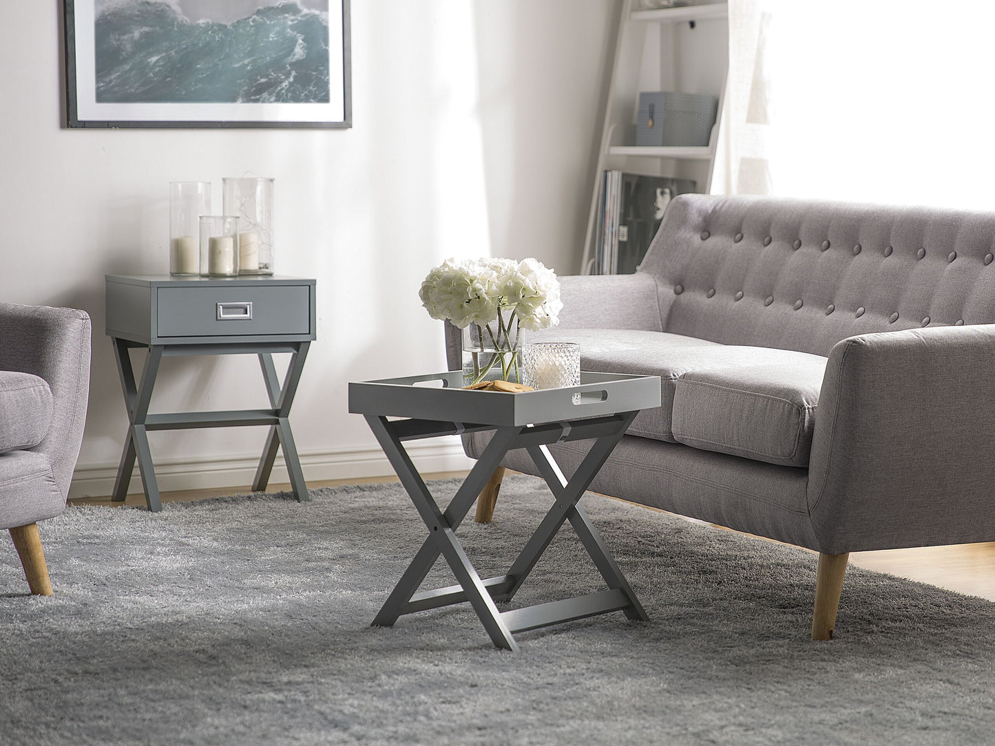 Couchtisch grau quadratisch 40 x 40 cm CHESTER