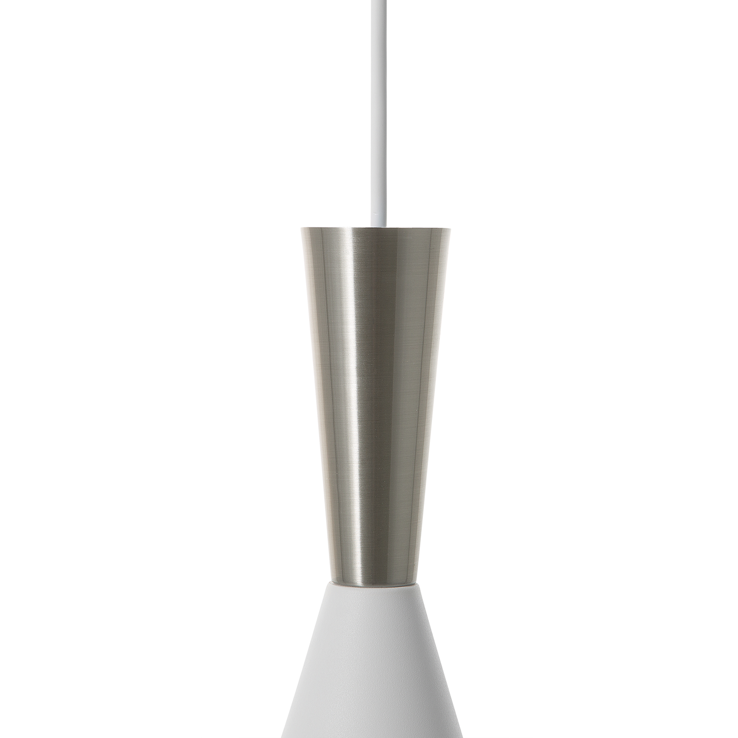 Hängelampe weiss / silber Kegelform TAGUS