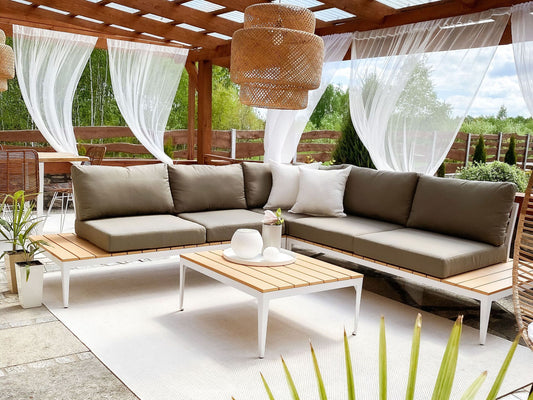 Garten Ecksofa mit Tisch 5-Sitzer POSITANO Grau