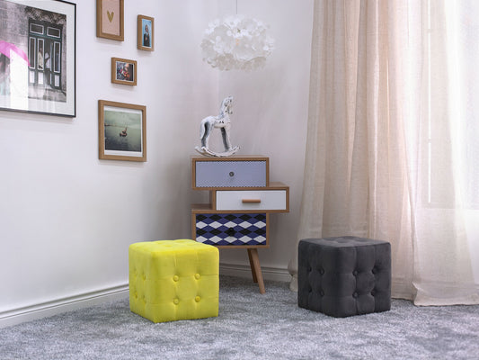Pouf Samtstoff dunkelgrau 30 x 30 cm WISCONSIN