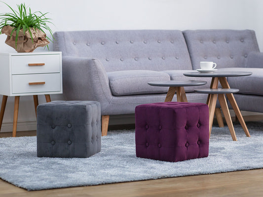 Pouf Samtstoff violett 36 x 36 cm WISCONSIN