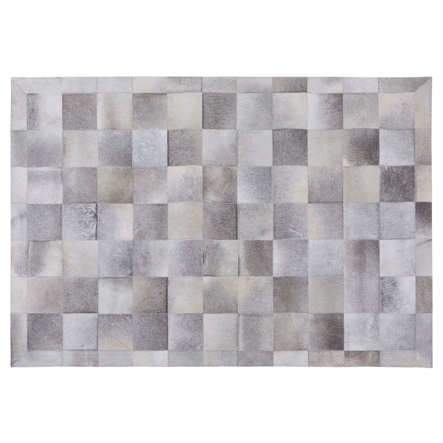 Teppich Kuhfell hellgrau 140 x 200 cm Patchwork Kurzflor ALACAM