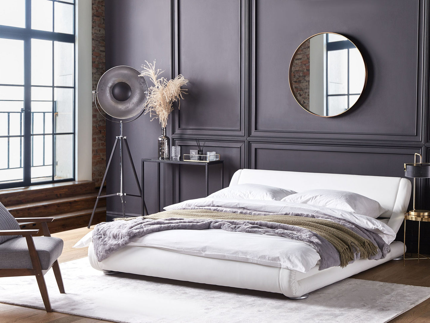 Bett Kunstleder weiss 180 x 200 cm AVIGNON