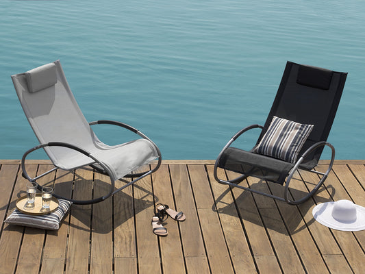 Gartenstuhl Textil grau Schaukelfunktion CAMPO