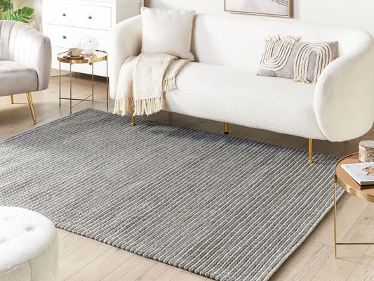 Teppich Wolle dunkelgrau 160 x 230 cm Kurzflor KILIS