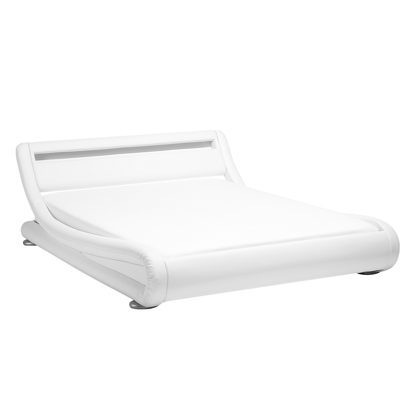 Bett Kunstleder weiss 140 x 200 cm mit LED-Beleuchtung AVIGNON