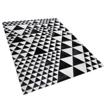 Teppich Kuhfell schwarz-weiss 160 x 230 cm geometrisches Muster Kurzflor ODEMIS