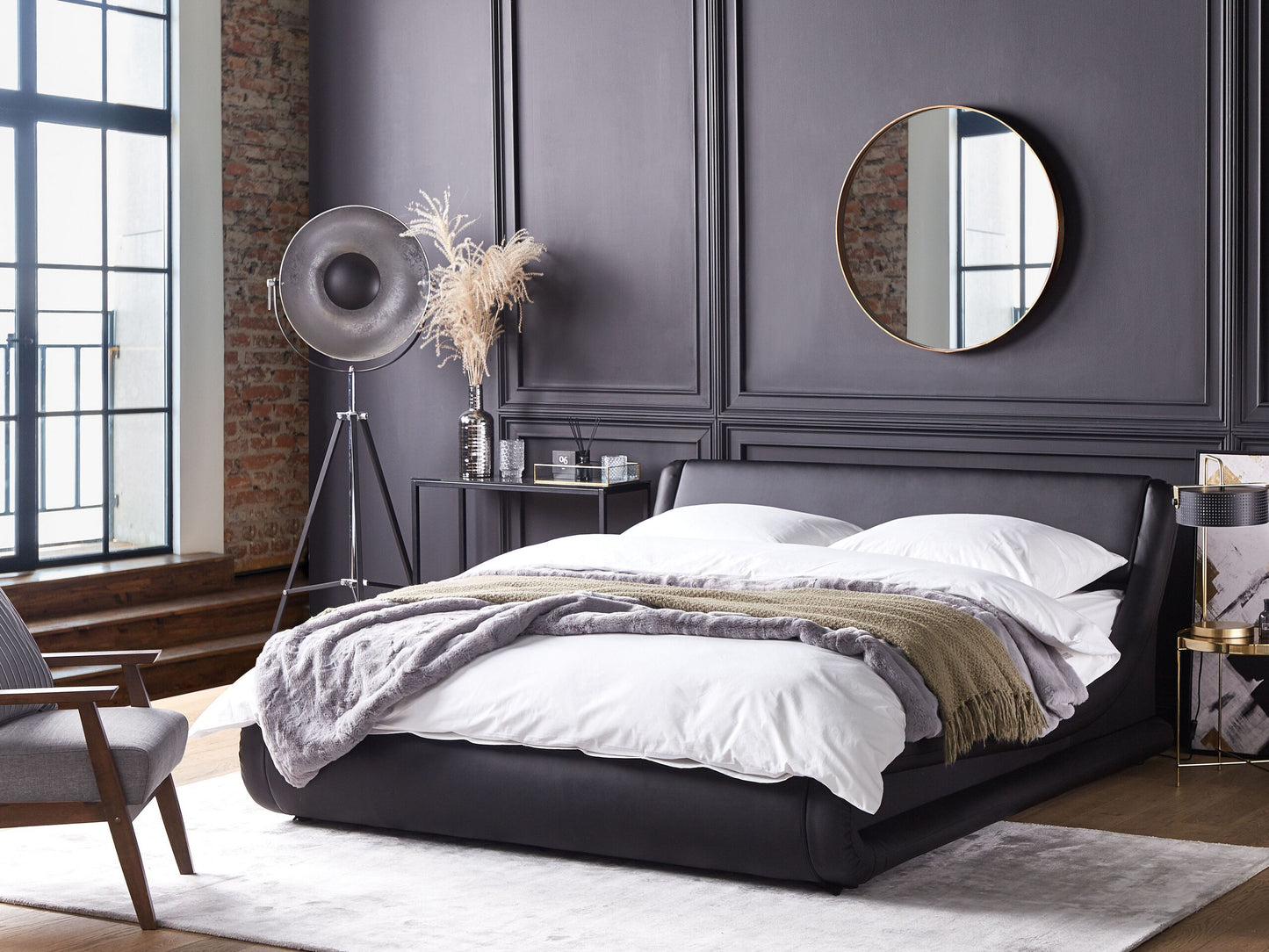 Bett Kunstleder schwarz mit Bettkasten 160 x 200 cm AVIGNON