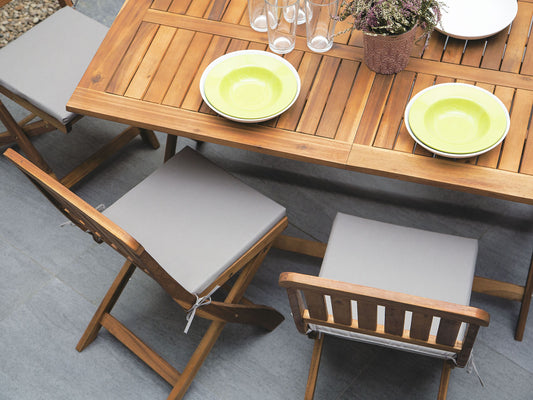 Set mit 2 Stühlen und Sitzkissen CENTO Akazienholz Braun