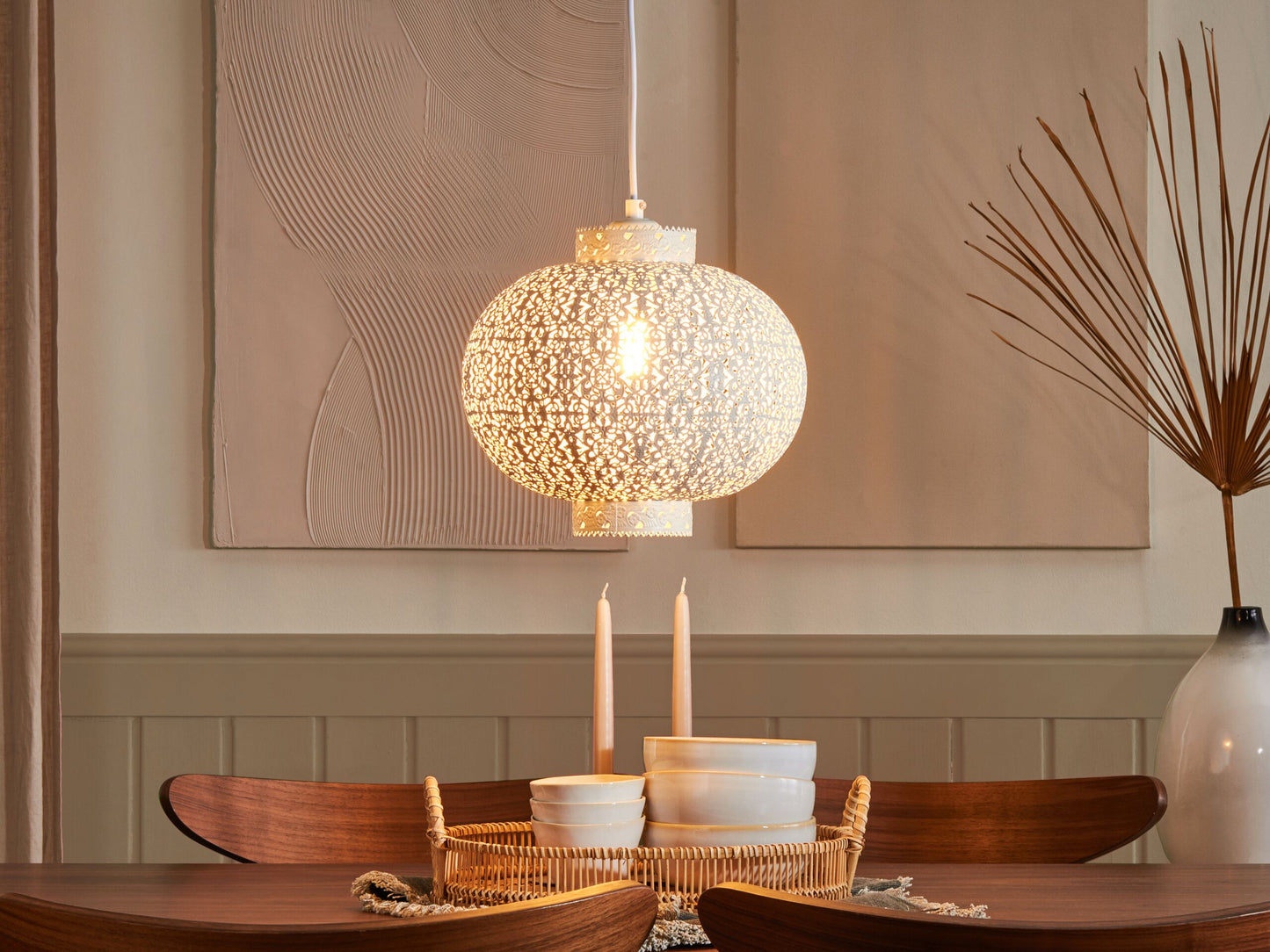 Hängelampe weiss Kugelform MEUSE