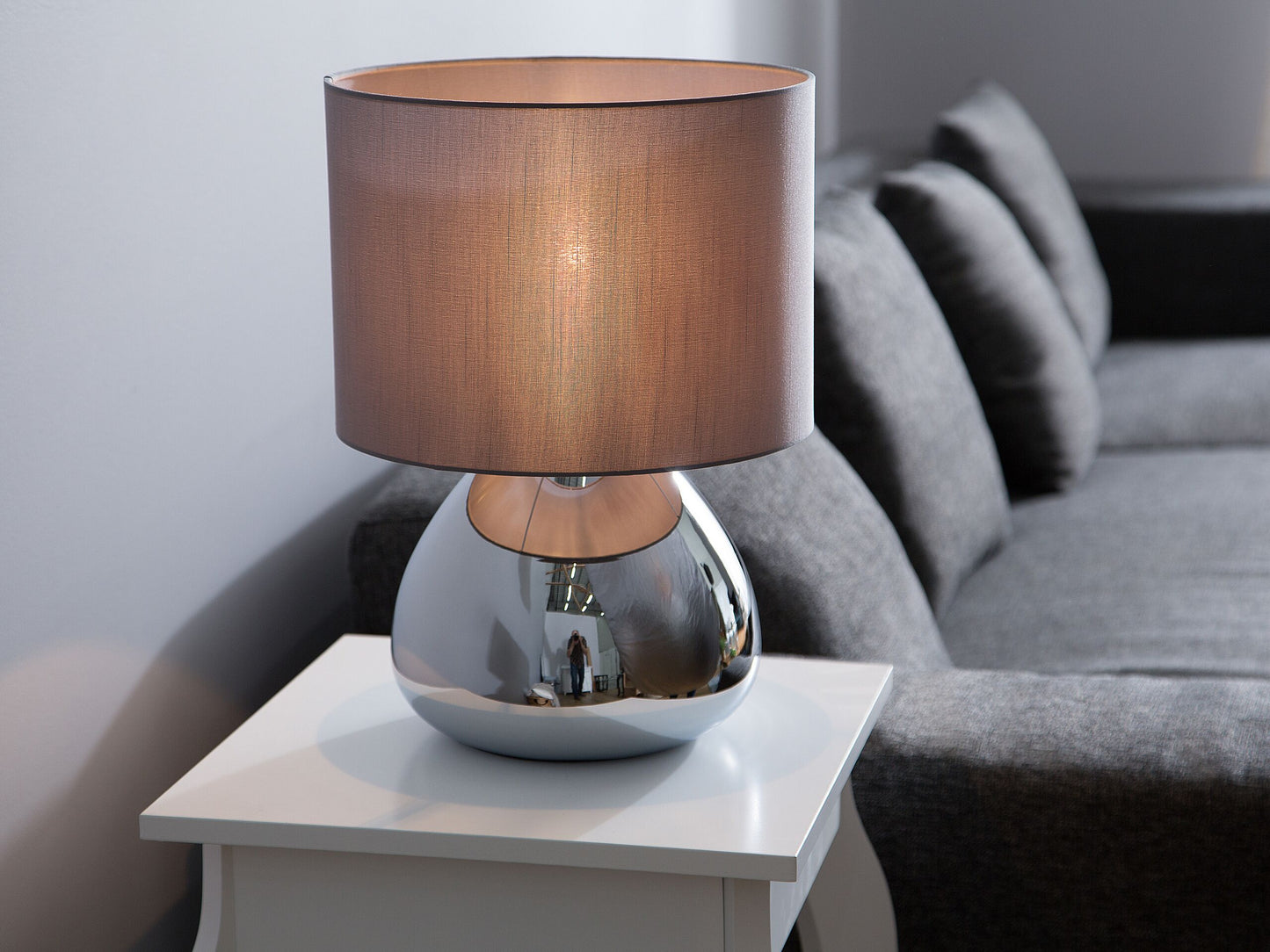 Tischlampe grau 41 cm Trommelform RONAVA