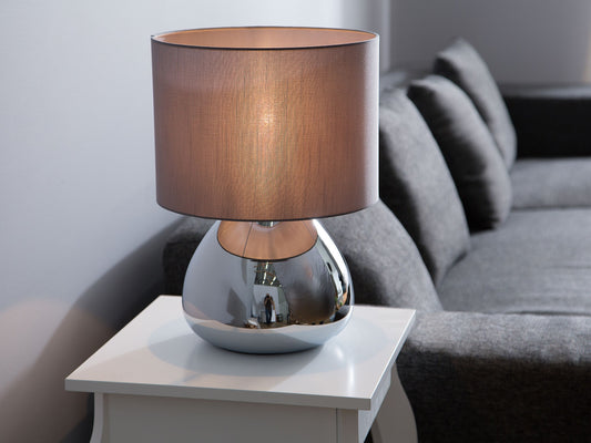 Tischlampe grau 41 cm Trommelform RONAVA
