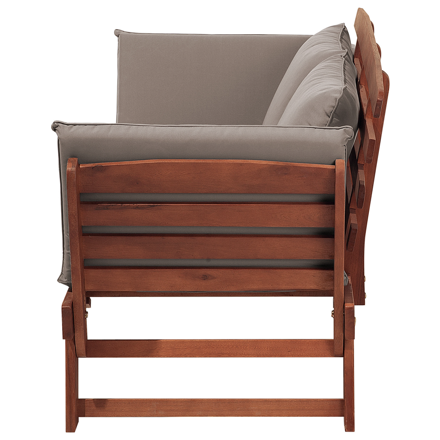 Gartenbank mit Auflage PORTICI 210 cm Eukalyptusholz Dunkelbraun / Taupe
