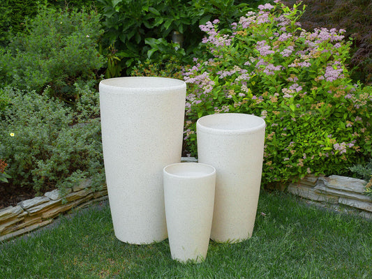 Blumenkübel ABDERA Stein 23 cm Hellbeige