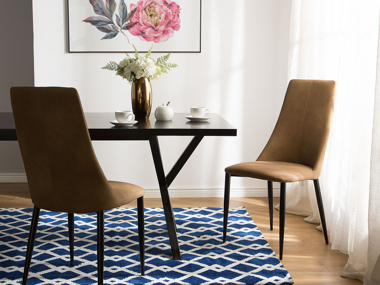 Esszimmerstuhl 2er Set CLAYTON Kunstleder Goldbraun