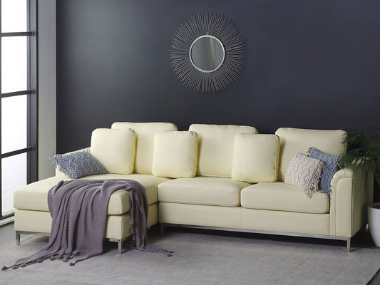 4-Sitzer Ecksofa Leder creme rechtsseitig OSLO